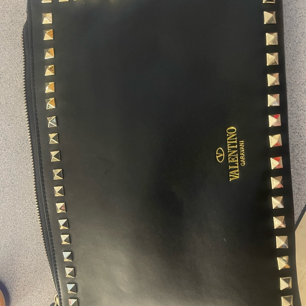 Valentino Garavani Black and Gold Studded Toiletry Bag